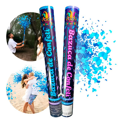 2 Bazucas Confeti Azul Revelación de Género Niño Bebé Gender Reveal 40 cm Baby Shower | MercadoLibre