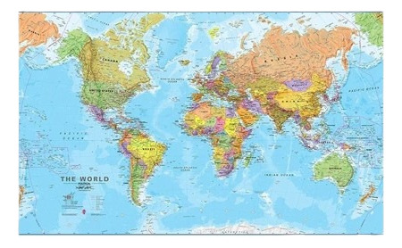 Mapa Del Mundo Mapamundi De Pared Alta Definición Mediano