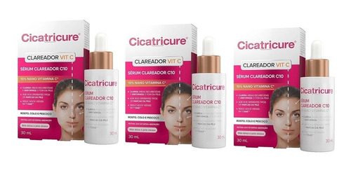 Cicatricure Kit 3uni Sérum Clareador  Vitamina C 30m