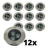 12 Balizador Luz Led 3w Spot Chão Piso Jardim Branco_quente