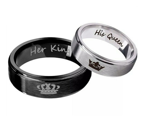 Par Anillos De Promesa King & Queen Regalo Novios