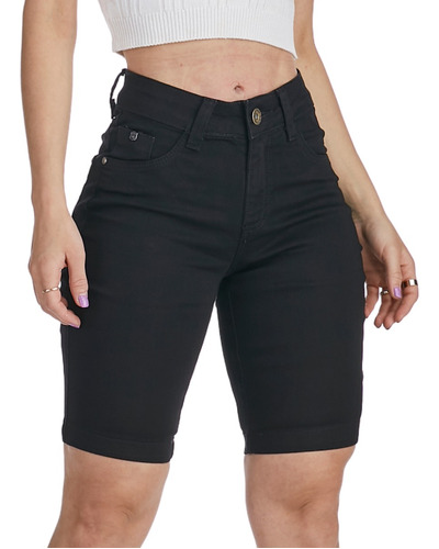 Short Jeans Feminina Preto Cintura Alta Plus Size 36 Ao 54