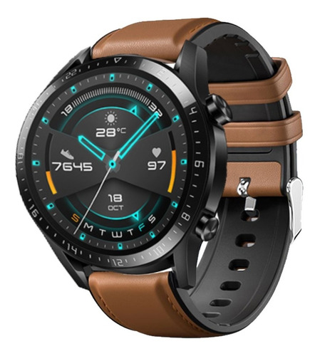 Correa Piel Genuina/silicon Para Huawei Watch Gt 2 46mm