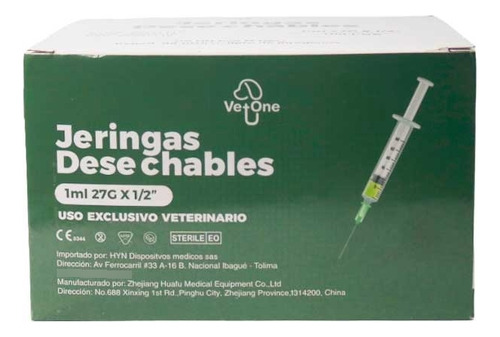 Jeringa De 1 Ml  27g X 1/2 X 100 Unidades