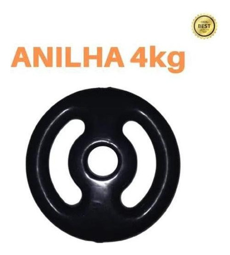 Anilha 4kg Emborrachada Super Premium Preta Academia/casa