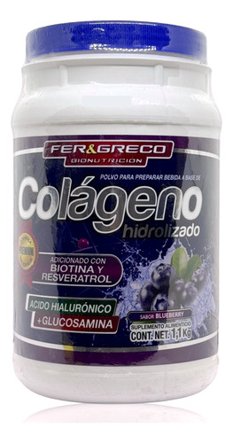 Colágeno Hidrolizado Glucosamina Biotina Blueberry 1.1 Kg