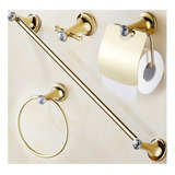 Kit  Banheiro Gold Cristal Acessórios Conjunto 4 Pc Luxo 
