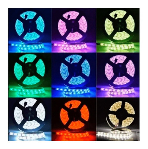 Cinta Led Multicolor Rgb Luz 5mts + Control + Adaptador 110v