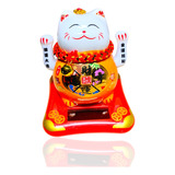 Maneki Neko Gato Suerte Fortuna Cerámica Naranja Solar