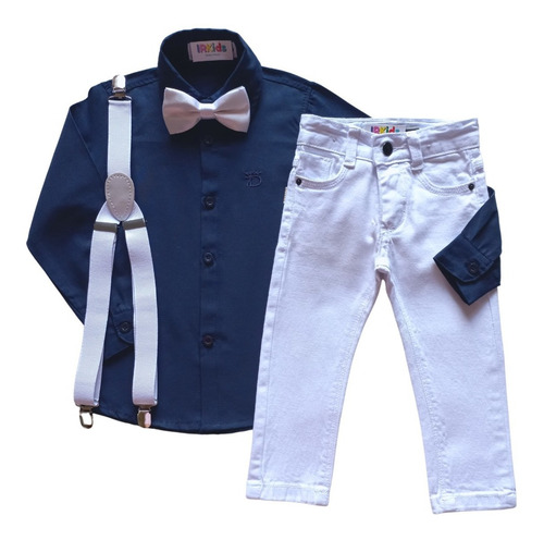 Conjunto Social Menino Calça Branca E Camisa Batizado Pajem