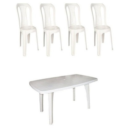 Conjunto Mesa Retangular E 4 Cadeiras Bistro Branco Kit 05cj