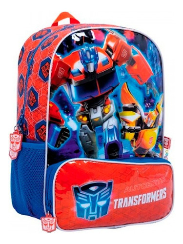 Mochila Transformers Autobots 16 Wabro Espalda Color Azul Diseño De La Tela Liso