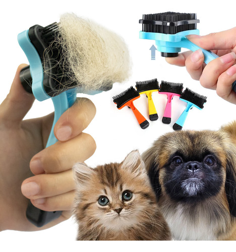 Escova Tira Pelos Pet Cães E Gatos Com Botão De Limpeza Top
