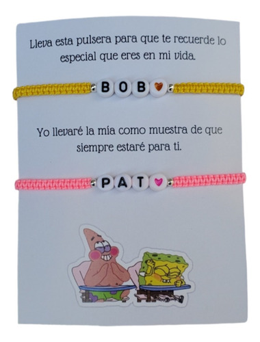 Pulseras Bob Esponja Y Patricio Para Una Persona Especial