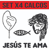 Set X4 Calcomanias Auto Tuning Camion Jesus Vinilo Plotter