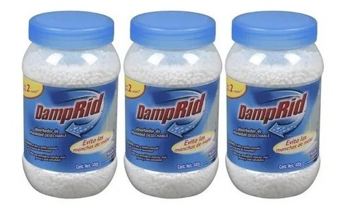 Damprid Absorbe Humedad Desechable 3pz 400g C/u Elimina Olor