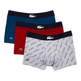 Boxer Pack X3 Hombre Lacoste Comfort Strech Elasticos Rojo P