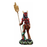 Figura Diablo Rojo Pata De Cabra 38 Cm Resina 