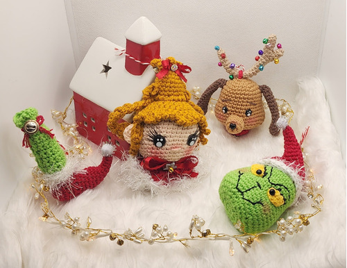 Esfera Grinch Crochet Tejida Para Navidad Arbol 
