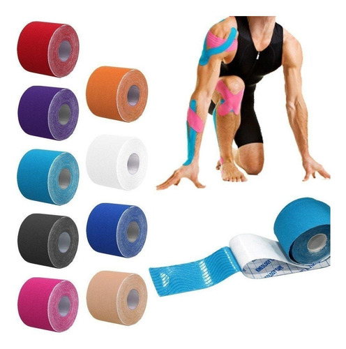 Paquete De 10 Cintas Kinesiologicas Tape Neuromuscular Color Variado