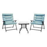 Sun-ray  Sillas Plegables Con Cojines Y Mesa, Aqua