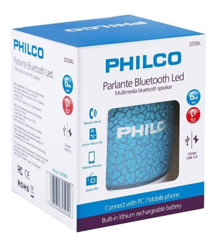 Parlante Bluetooth Con Luces Led Philco 6w | 1unid | Imagish