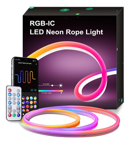 Luz De Cuerda De Neón, 10 Pies De Led Neon Flex Sincro...