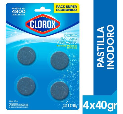 Pastilla Para Estanque De Inodoro Clorox Azul Activo 160 Gr