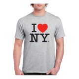 Playera I Love Ny Nueva York New York Corazon Edicion Gris