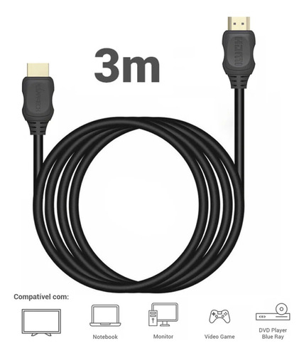 Cabo Hdmi Gold 2.0 Full Hd 3d Tv Ps3 Xbox 3 Metros