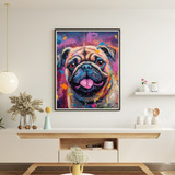 Quadro Grande Pug Colorfull Luxo P/ Sala Quarto 90x60cm