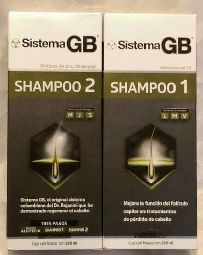 2 Shampoo Sistema Gb Alopecia,sitema Gb 1-2, Envio Gratis 