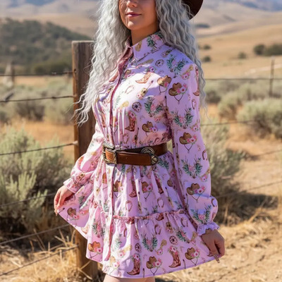 Vestido Camisero Vaquero Botas Bot39 Rosa Bot39 M