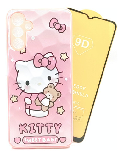 Case Kitty + Mica Cristal Para Samsung Galaxy A14 5g / 4g