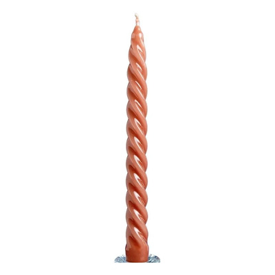 Vela Castiçal Waves Espital Torcida Verniz Cor Terracota Sem Fragrância Felicittá Ondas