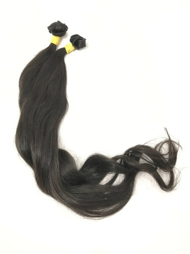 Cabelo 100% Humano Liso Ondulado Em Tela Castanho 60cm 200g