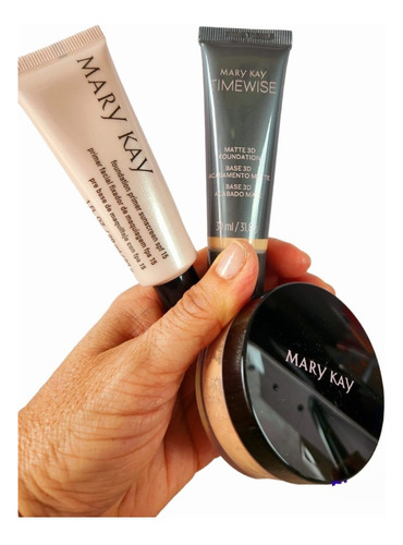 Kit Primer+ Base  Matte+ Pó Acabamento Acetinado Mary Kay 