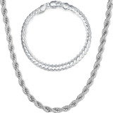 Set Plata 925 Hombre Mujer Collar Cadena Pulsera Elegante