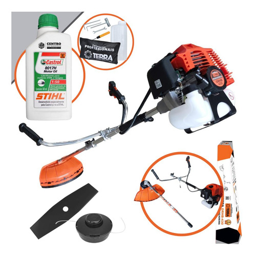 Roçadeira Dobrável À Gasolina Profissional + Óleo Stihl 2t