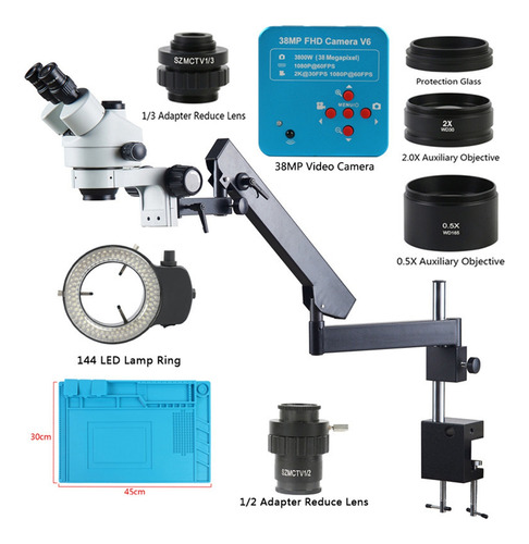 3. 5x 7x 45x 90x Microscopio Estéreo Trinocular Con Soporte