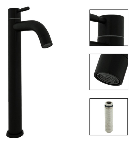 Grifo Llave Agua Fría Negro Mate Para Lavamanos