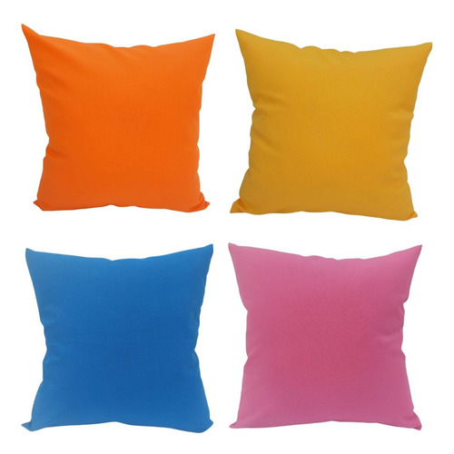 Almohadones Colores Lisos 40x40cm Pack X 4 Unidades