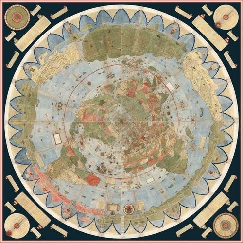 Mapa Mundi 1587 Urbano Monte 100x100cm Tela Pvc