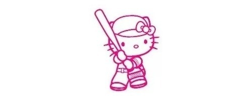 1pz Vinil Stiker Estampa Hello Kitty Beisbolista Rosa 15x12