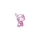 1pz Vinil Stiker Estampa Hello Kitty Beisbolista Rosa 15x12