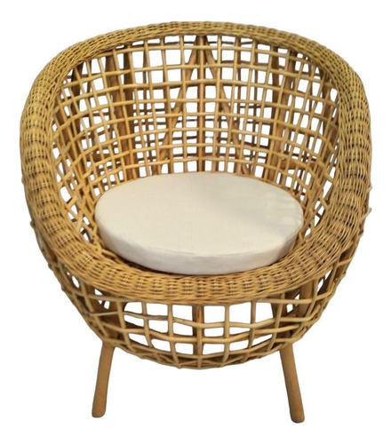 Sillon Individual Rattan Con Almohadón