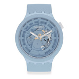 Reloj Swatch Bioceramic C-blue Mujer Hombre Color De La Malla Celeste Color Del Bisel Celeste Color Del Fondo Celeste