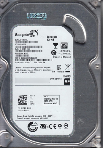 Disco Duro Sata Int Pc Seagate Hdd St500dm002 7200rpm 500gb