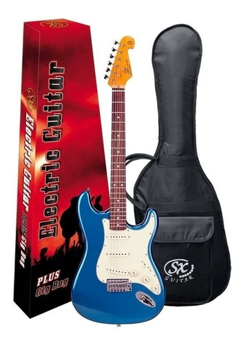 Guitarra Sst 62 Lpb Stratocaster Sx Rosewood Azul Com Bag Cor Preto Material Do Diapasão Madeira De Bordo Orientação Da Mão Canhoto