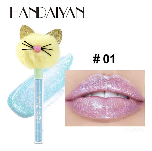 Brillo De Labios Cute Cat Hairball Lipgloss Diamond Glitter